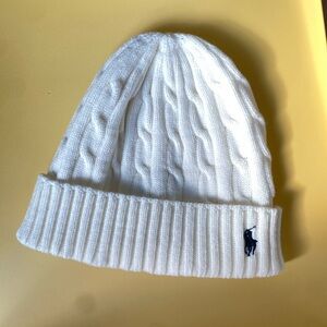 Ralph Lauren Ivory Cable Knit Beanie